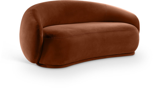 Loveseat with Ultra Luxe Cognac 460 GSM Velvet, Solid Eucalyptus Wood Inner Frame, 77" W x 40" D x 31" H, Cognac