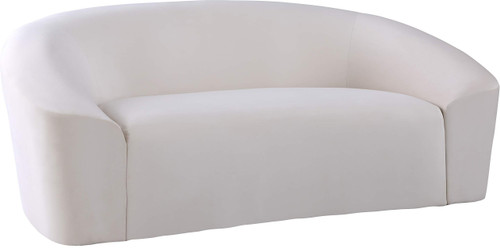 Velvet Upholstered Loveseat with Rounded Contemporary Design, Cream, 71" W x 35.5" D x 29.5" H