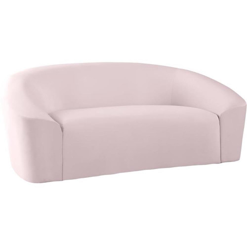Velvet Upholstered Loveseat with Rounded Contemporary Design, Pink, 71" W x 35.5" D x 29.5" H