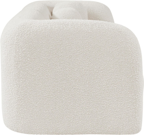 Boucle Fabric Upholstered Sofa with Rich Cream Boucle Fabric, Ball Pillows Included, 89" W x 34" D x 27" H, Cream