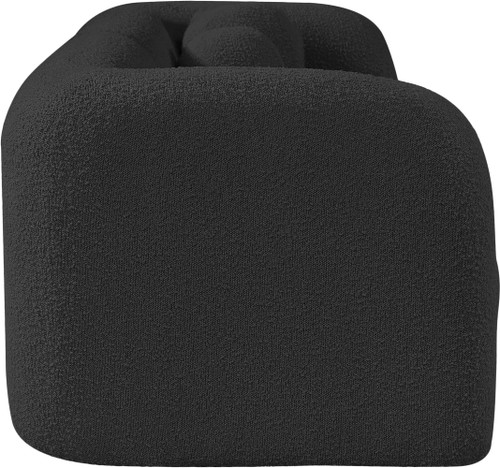 Boucle Fabric Upholstered Sofa with Rich Black Boucle Fabric, Ball Pillows Included, 89" W x 34" D x 27" H, Black