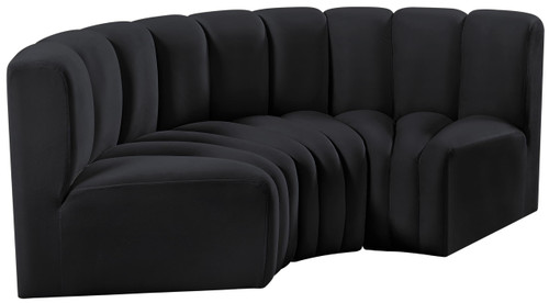 Modular Sofa with Soft Black Velvet, Deep Channel Tufting, Modular Design, 80" W x 37" D x 30" H, Black