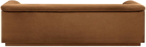 Velvet Upholstered Sofa with Soft Saddle Velvet Fabric, Deep Channel Tufting, Curved Arms, 94" W x 34" D x 28" H, Saddle