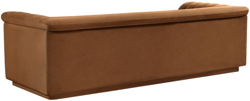 Velvet Upholstered Sofa with Soft Saddle Velvet Fabric, Deep Channel Tufting, Curved Arms, 94" W x 34" D x 28" H, Saddle