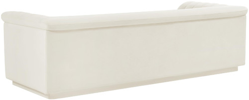 Velvet Upholstered Sofa with Soft Cream Velvet Fabric, Deep Channel Tufting, Curved Arms, 94" W x 34" D x 28" H, Cream