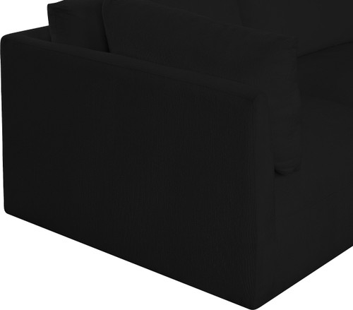 Upholstered Modular Sofa with Soft Black Fabric, Modular, 114" W x 38" D x 30" H, Black
