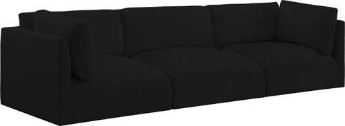 Upholstered Modular Sofa with Soft Black Fabric, Modular, 114" W x 38" D x 30" H, Black