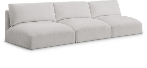 Upholstered Modular Sofa with Soft Plush Cream Fabric, Modular, 114" W x 38" D x 30" H, Cream