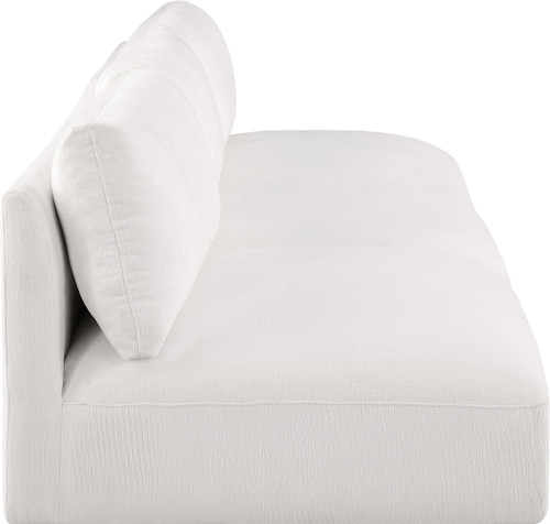 Upholstered Modular Sofa with Soft Plush Cream Fabric, Modular, 114" W x 38" D x 30" H, Cream