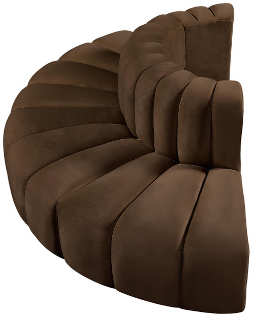 Modular Sofa with Soft Brown Velvet, Deep Channel Tufting, Modular Design, 90" W x 45" D x 30" H, Brown