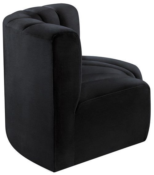 Modular Sofa with Soft Black Velvet, Deep Channel Tufting, Modular Design, 60" W x 33" D x 30" H, Black