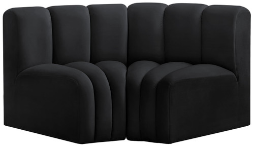 Modular Sofa with Soft Black Velvet, Deep Channel Tufting, Modular Design, 60" W x 33" D x 30" H, Black