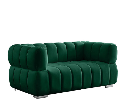 Velvet Upholstered Loveseat with Deep Biscuit Tufting
