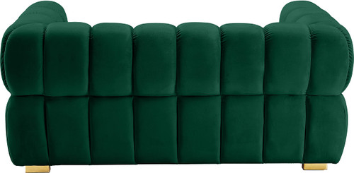 Velvet Upholstered Loveseat with Deep Biscuit Tufting