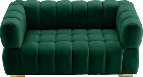 Velvet Upholstered Loveseat with Deep Biscuit Tufting