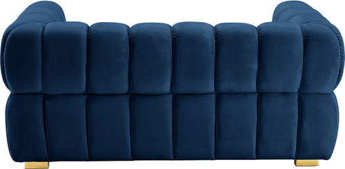 Velvet Upholstered Loveseat with Deep Biscuit Tufting