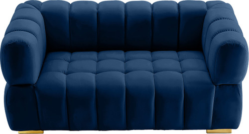 Velvet Upholstered Loveseat with Deep Biscuit Tufting