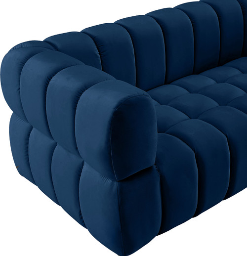 Velvet Upholstered Loveseat with Deep Biscuit Tufting