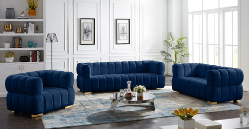 Velvet Upholstered Loveseat with Deep Biscuit Tufting