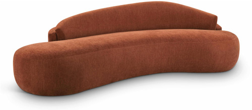 Sofa with Soft Cognac Chenille Fabric, Solid Wood Inner Frame, Curved Shape, 101" W x 41" D x 29.5" H, Cognac