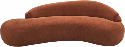Sofa with Soft Cognac Chenille Fabric, Solid Wood Inner Frame, Curved Shape, 101" W x 41" D x 29.5" H, Cognac