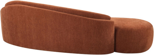 Sofa with Soft Cognac Chenille Fabric, Solid Wood Inner Frame, Curved Shape, 101" W x 41" D x 29.5" H, Cognac