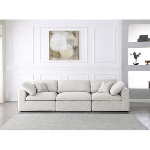 Deluxe Comfort Modular Sofa, Soft Linen Textured Fabric, Down Cushions, 119" W x 40" D x 32" H, Cream