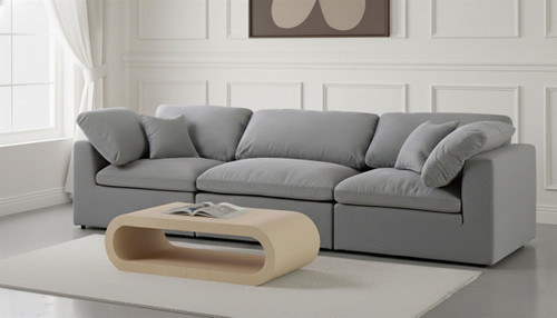 Deluxe Comfort Modular Sofa, Soft Linen Textured Fabric, Down Cushions, 119" W x 40" D x 32" H, Grey