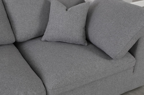 Deluxe Comfort Modular Sofa, Soft Linen Textured Fabric, Down Cushions, 119" W x 40" D x 32" H, Grey