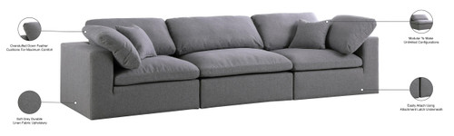 Deluxe Comfort Modular Sofa, Soft Linen Textured Fabric, Down Cushions, 119" W x 40" D x 32" H, Grey