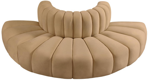 Modular Sofa with Soft Camel Velvet, Deep Channel Tufting, Modular Design, 90" W x 45" D x 30" H, Camel