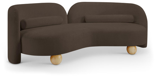 Sofa with Soft Brown Chenille Fabric, Solid Wood Ball Legs, Solid Wood Inner Frame, 89" W x 39" D x 29" H, Brown