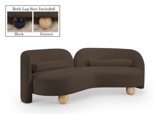 Sofa with Soft Brown Chenille Fabric, Solid Wood Ball Legs, Solid Wood Inner Frame, 89" W x 39" D x 29" H, Brown