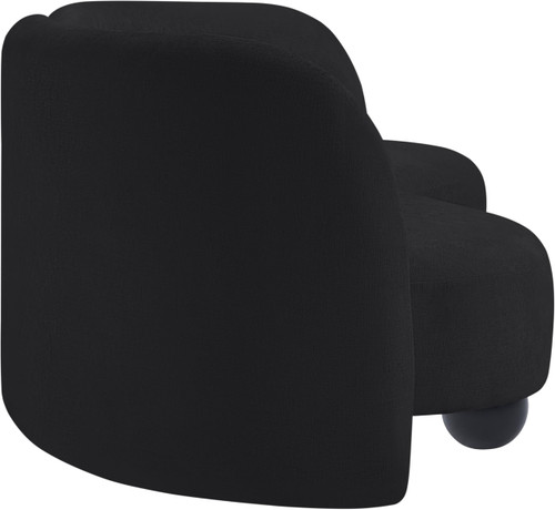 Sofa with Soft Black Chenille Fabric, Solid Wood Ball Legs, Solid Wood Inner Frame, 89" W x 39" D x 29" H, Black