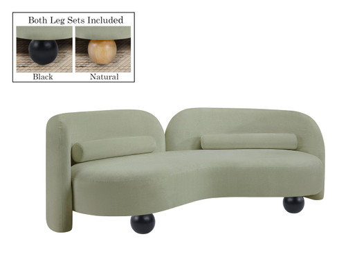 Sofa with Soft Mint Green Chenille Fabric, Solid Wood Ball Legs, Solid Wood Inner Frame, 89" W x 39" D x 29" H, Mint