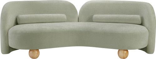 Sofa with Soft Mint Green Chenille Fabric, Solid Wood Ball Legs, Solid Wood Inner Frame, 89" W x 39" D x 29" H, Mint