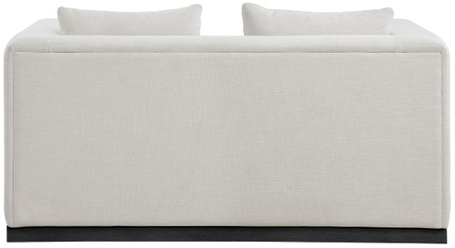 Loveseat with Rich Beige Linen Textured Fabric, Black Finish Solid Wood Base, 67" W x 36" D x 28.5" H, Beige