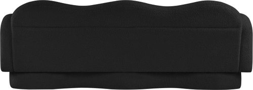 Sofa with Soft Black Faux Shearling Teddy Fabric, Curvy Back & Base, 82" W x 34" D x 30" H, Black