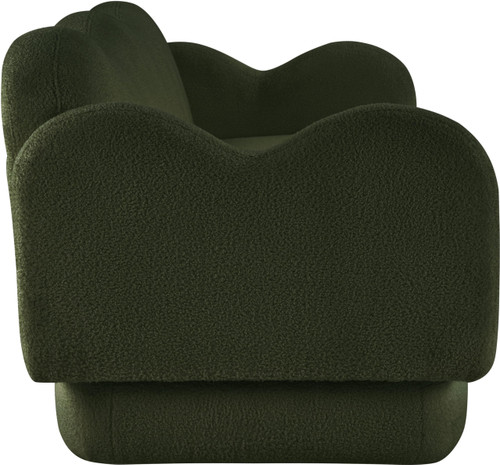 Sofa with Soft Green Faux Shearling Teddy Fabric, Curvy Back & Base, 82" W x 34" D x 30" H, Green