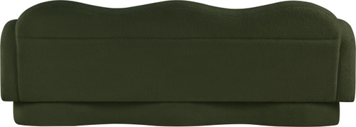 Sofa with Soft Green Faux Shearling Teddy Fabric, Curvy Back & Base, 82" W x 34" D x 30" H, Green