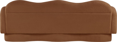 Sofa with Soft Saddle Faux Shearling Teddy Fabric, Curvy Back & Base, 82" W x 34" D x 30" H, Saddle