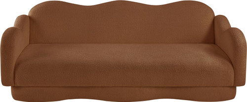 Sofa with Soft Saddle Faux Shearling Teddy Fabric, Curvy Back & Base, 82" W x 34" D x 30" H, Saddle
