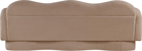Sofa with Soft Beige Faux Shearling Teddy Fabric, Curvy Back & Base, 82" W x 34" D x 30" H, Beige