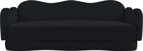 Sofa with Ultra Luxe Black Velvet, Curvy Back & Base, Solid Wood Frame, 82" W x 34" D x 30" H, Black