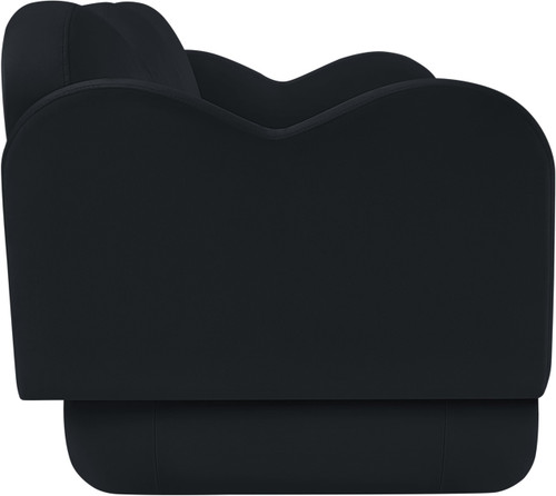 Sofa with Ultra Luxe Black Velvet, Curvy Back & Base, Solid Wood Frame, 82" W x 34" D x 30" H, Black
