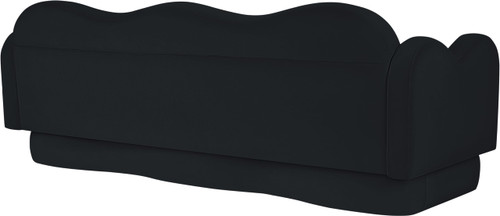 Sofa with Ultra Luxe Black Velvet, Curvy Back & Base, Solid Wood Frame, 82" W x 34" D x 30" H, Black