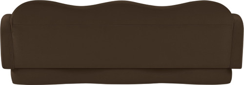 Sofa with Ultra Luxe Brown Velvet, Curvy Back & Base, Solid Wood Frame, 82" W x 34" D x 30" H, Brown