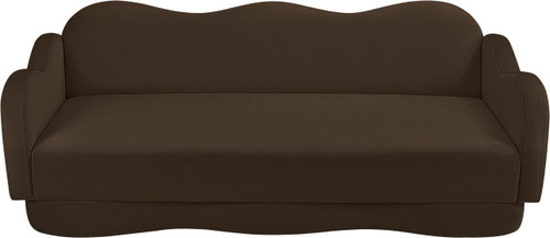 Sofa with Ultra Luxe Brown Velvet, Curvy Back & Base, Solid Wood Frame, 82" W x 34" D x 30" H, Brown