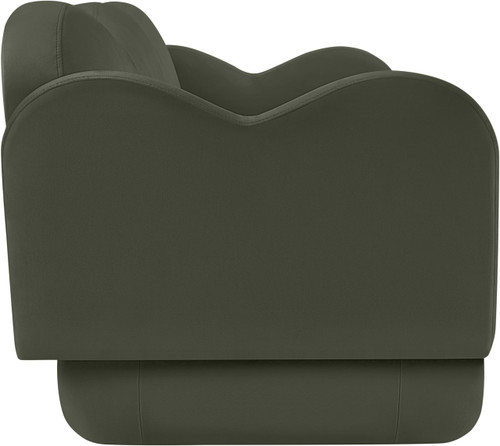 Sofa with Ultra Luxe Green Velvet, Curvy Back & Base, Solid Wood Frame, 82" W x 34" D x 30" H, Green