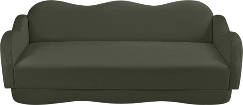 Sofa with Ultra Luxe Green Velvet, Curvy Back & Base, Solid Wood Frame, 82" W x 34" D x 30" H, Green